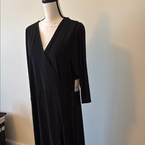 Terra & Sky Black Wrap Backless Midi Dress